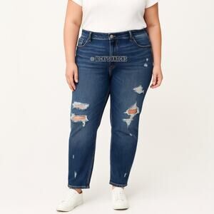 Abercrombie & Fitch High Rise Distressed Mom Jeans Medium Wash Raw Hem Size 24S